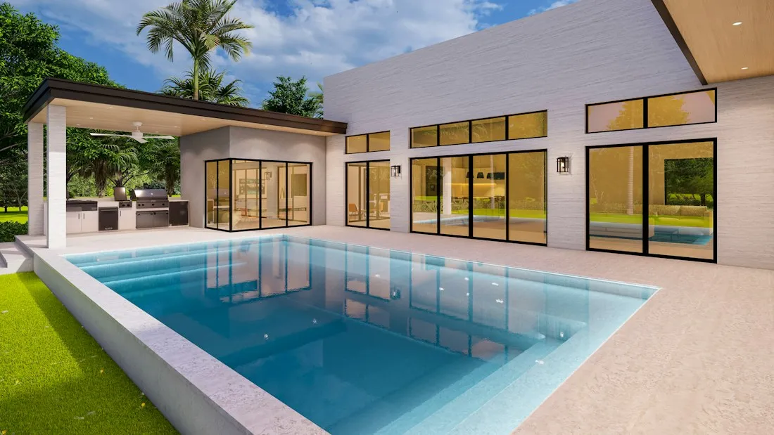 Piscina interrata moderna accanto alla casa